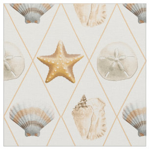 Coastal Decor Seashell Pattern Fabric