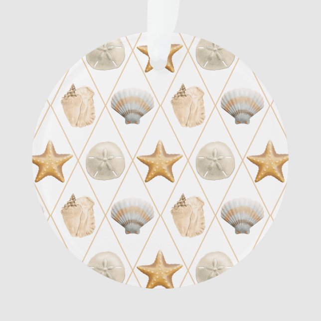 Coastal Decor Seashell Pattern Ornament (Front)