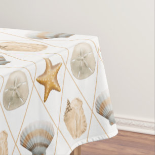 Coastal Decor Seashell Pattern Tablecloth