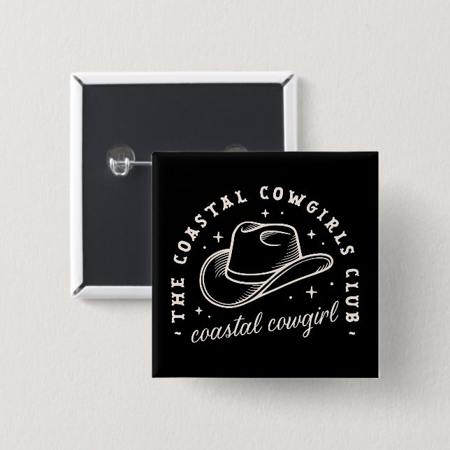 Coastal disco cosmic cowgirls black aesthetic 15 cm square badge (Front & Back)