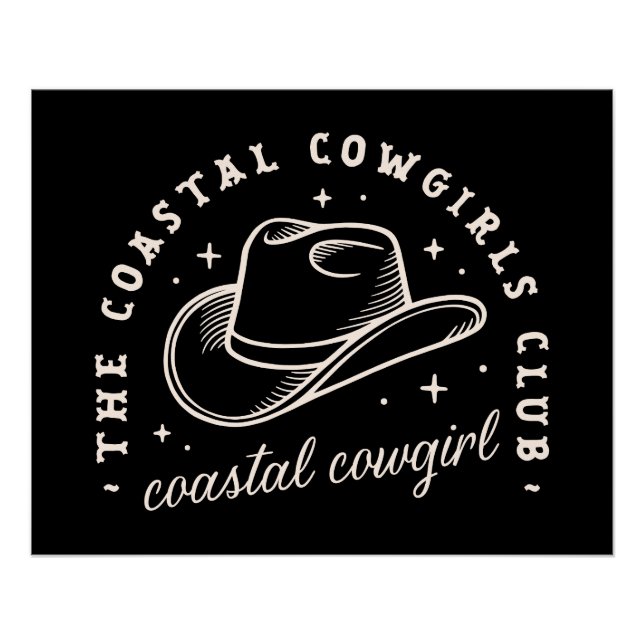 Coastal disco cosmic cowgirls black aesthetic poster (Front)
