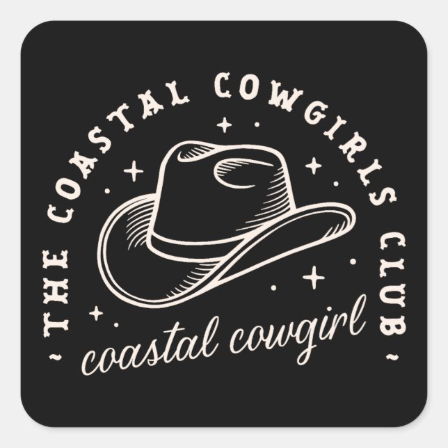 Coastal disco cowgirls black aesthetic matching square sticker (Front)