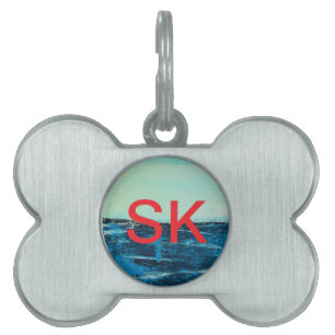 Coastal dog tag with original beach art