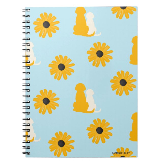 Coastal Dogs and Flowers Spiral Notebook Journal (Front)