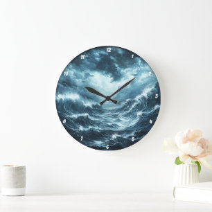 Coastal Drama" - Ocean Waves  Large Clock