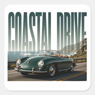 Coastal Drive Luxury Automotive Graphic Square Sticker