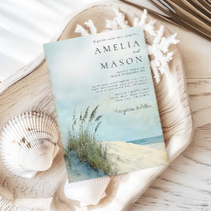 Coastal Dune Sea Grass Beach Wedding Invitation