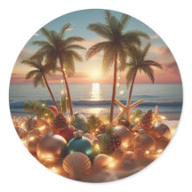 Coastal Elegance: Christmas Beach Sticker