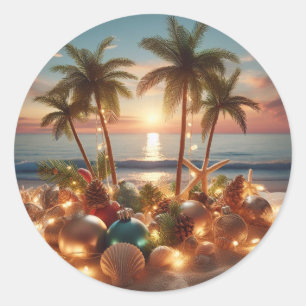 Coastal Elegance: Christmas Beach Sticker
