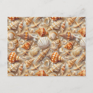 Coastal Elegance Seashell Pattern Postcard