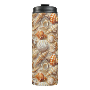 Coastal Elegance Seashell Pattern Thermal Tumbler
