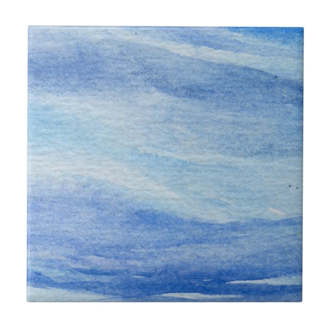 Coastal Elegance Watercolor Ceramic Tile (Front)