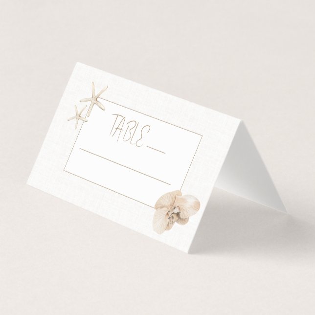 Coastal Elegance Wedding Table Number Place Card (Front)