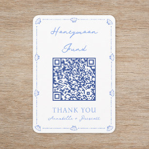 Coastal Elegant Wedding Honeymoon Fund QR Code Enclosure Card