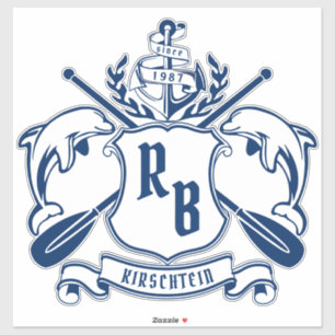 Coastal Emblem Dolphins Anchor Oar Shield Nautical