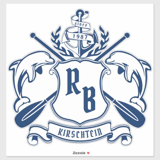 Coastal Emblem Dolphins Anchor Oar Shield Nautical (Sheet)