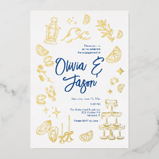 Coastal Engagement Party Foil Invitation