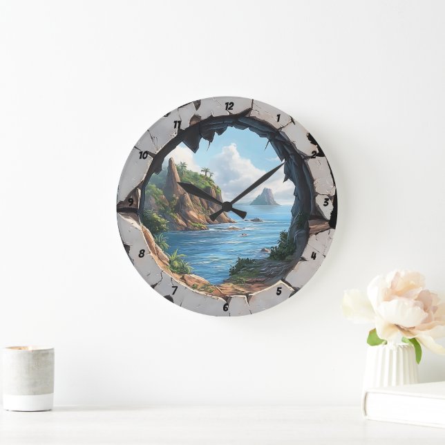 Coastal Escape" - Nautical Brocken Window Large Clock (Home)