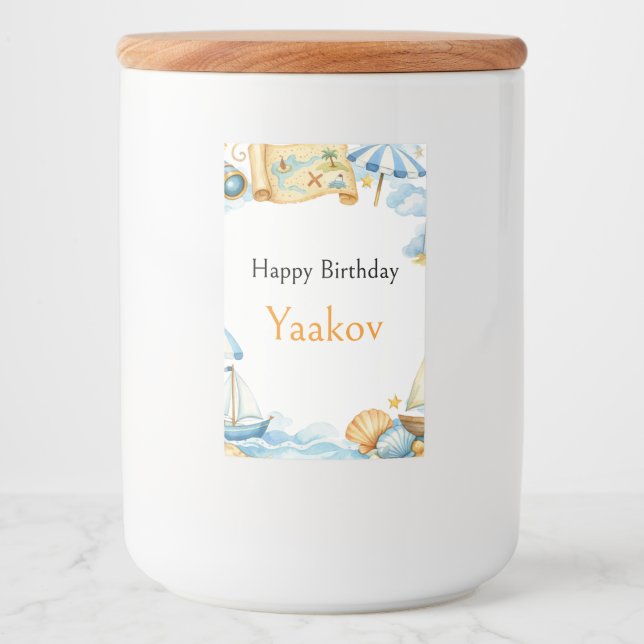 Coastal Explorer 4th Birthday Food Container Label (Front)