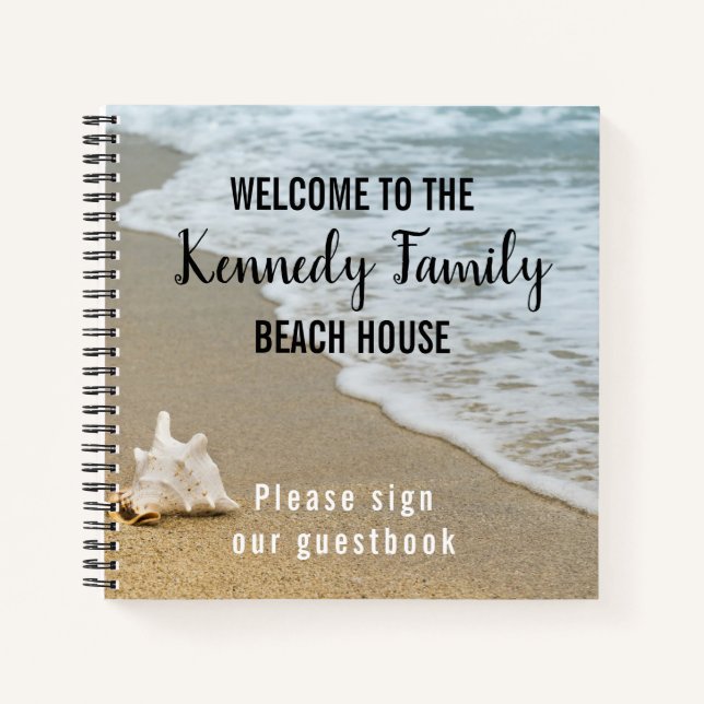 Coastal Family Beach House Welcome Guest Book (Front)