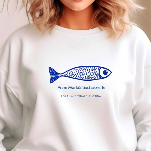 Coastal Fish Blue Bachelorette Group Sweatshirt (Coastal Fish Bachelorette Sweatshirt)