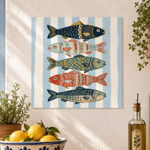 Coastal Fish Wall Art Folk Art Nautical Home Decor