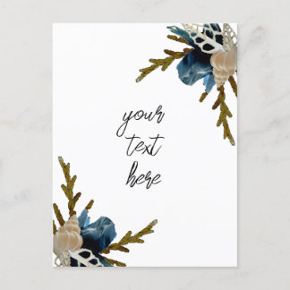 Coastal floral bouquet marine folded greeting card