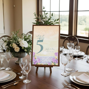 Coastal Floral Wedding Reception Table Number