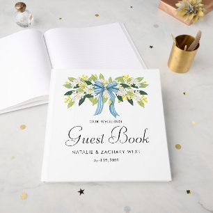 Coastal Florals and Bow Wedding Guest Book