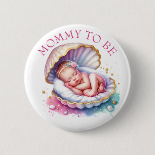 Coastal Girl's Baby Shower Mummy to be 6 Cm Round Badge