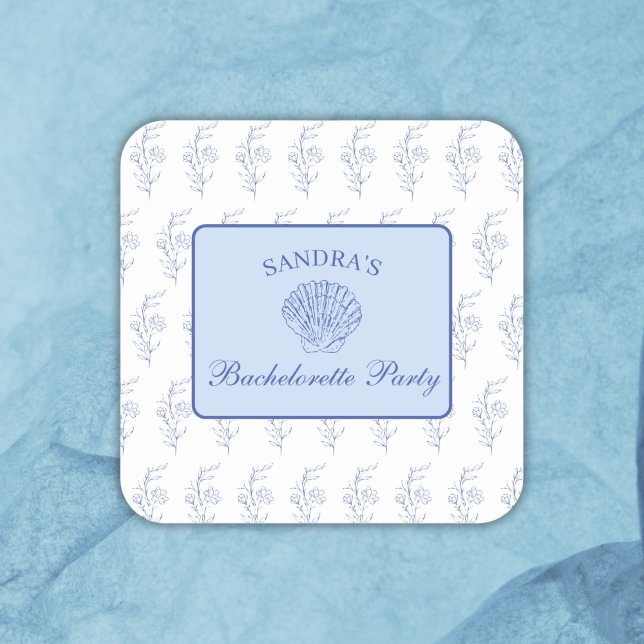 Coastal Grandma Beach Bach Bachelorette Party Square Sticker (COASTAL GRANDMA BACHELORETTE PARTY STICKERS)