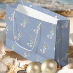 Coastal Grandma Chinoiserie Stocking  Large Gift Bag<br><div class="desc">Present your holiday gifts in style with our Chinoiserie Coastal Grandma Stocking Gift Bag! This elegant gift bag beautifully blends coastal and chinoiserie aesthetics, featuring a delicate watercolor pattern of our signature Coastal Grandma stocking adorned with "Seas & Greetings." Personalise it with the year to add a thoughtful, custom touch...</div>