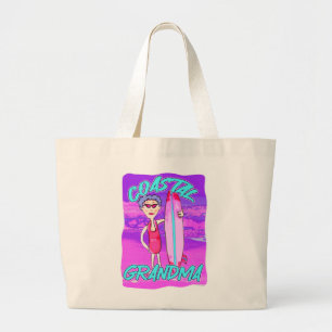 Coastal Grandma Epic Beach Trend Cartoon Large Tote Bag
