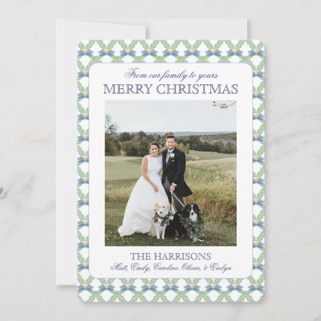 Coastal Grandmillennial Christmas Selfish Photo Holiday Card (Front)