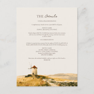 Coastal Greek Island Hillside Wedding Details  Enclosure Card