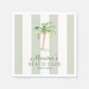 Coastal Green Cabana Stripes Palm Beach Club Napkin