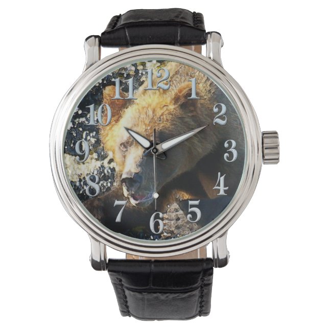 Coastal Grizzly Bear Face - Wildlife Photo Watch (Front)