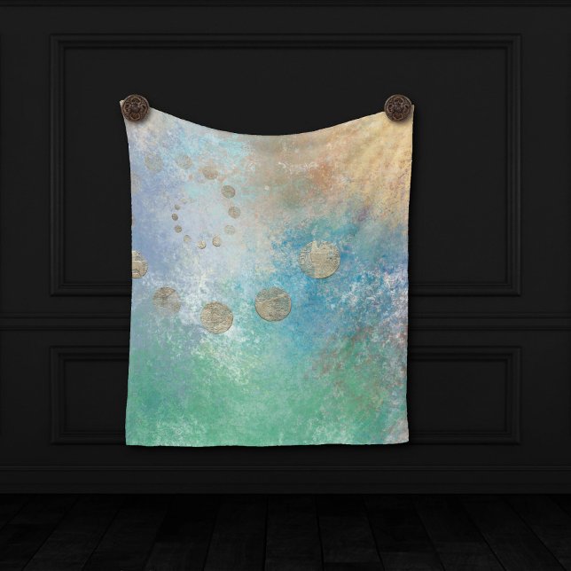 Coastal Grunge | Blue and Green Watercolor Gold Fleece Blanket (Creator Uploaded)