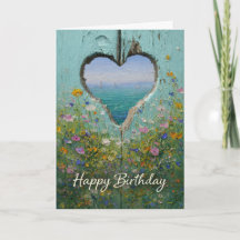 Coastal Heart Wildflower Happy Birthday Greeting