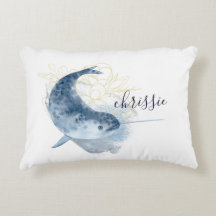Coastal Home white watercolor Narwal custom name