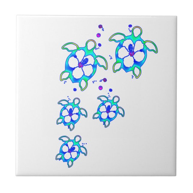 Coastal Honu Hawaiian Turtles Tile (Front)