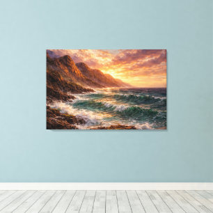 Coastal Horizon - 8K High-Res Ocean & Peaks Canvas Print