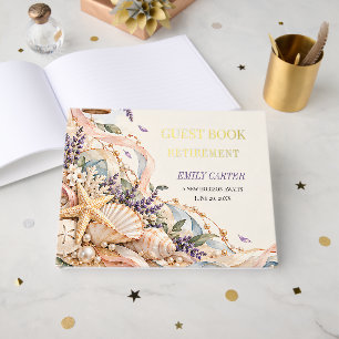 Coastal Hot Air Balloon Retirement Gold Foil Guest Book