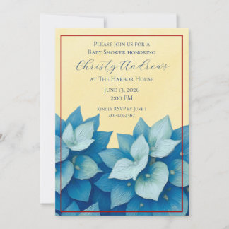 Coastal Hydrangea Baby Shower Invitation