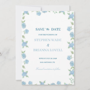 Coastal Hydrangea Save the Date Invitation