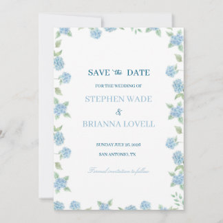 Coastal Hydrangea Save the Date Invitation