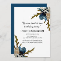 Coastal Iris Flower Nautical Elegant Birthday