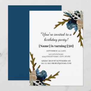 Coastal iris flower nautical floral birthday party invitation