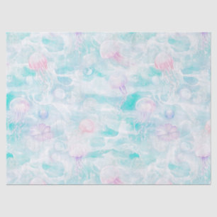 Coastal Jellyfish Watercolor Pattern Tissue Paper