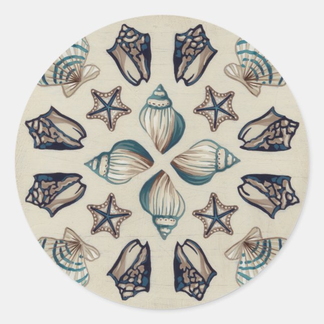 Coastal Kaleidoscope I Classic Round Sticker (Front)